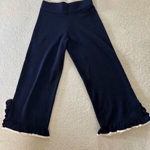 Club Monaco 100% Wool Navy Blue Pants w White Ruffled Bottom. Womens Small. EUC